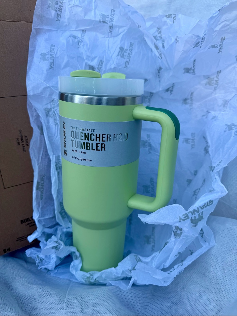 Stanley Quencher H2.0 Tumbler - Lime Green with Dark Green Accent
